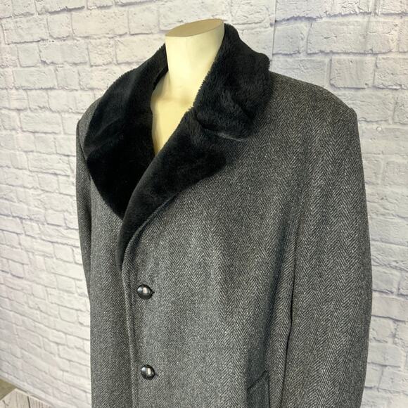 Vintage Whales of New England herringbone & faux fur coat size large - Picture 4 of 13